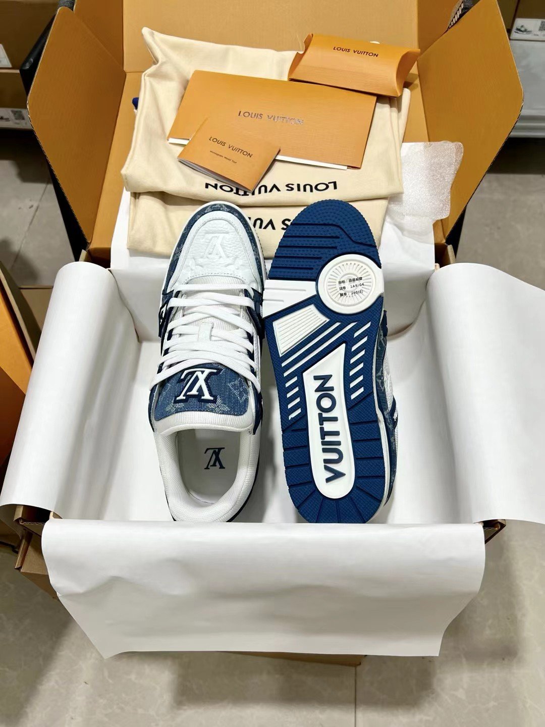 Louis Vuitton Chunky Trainer Sneakers – Blue & White - Image 2