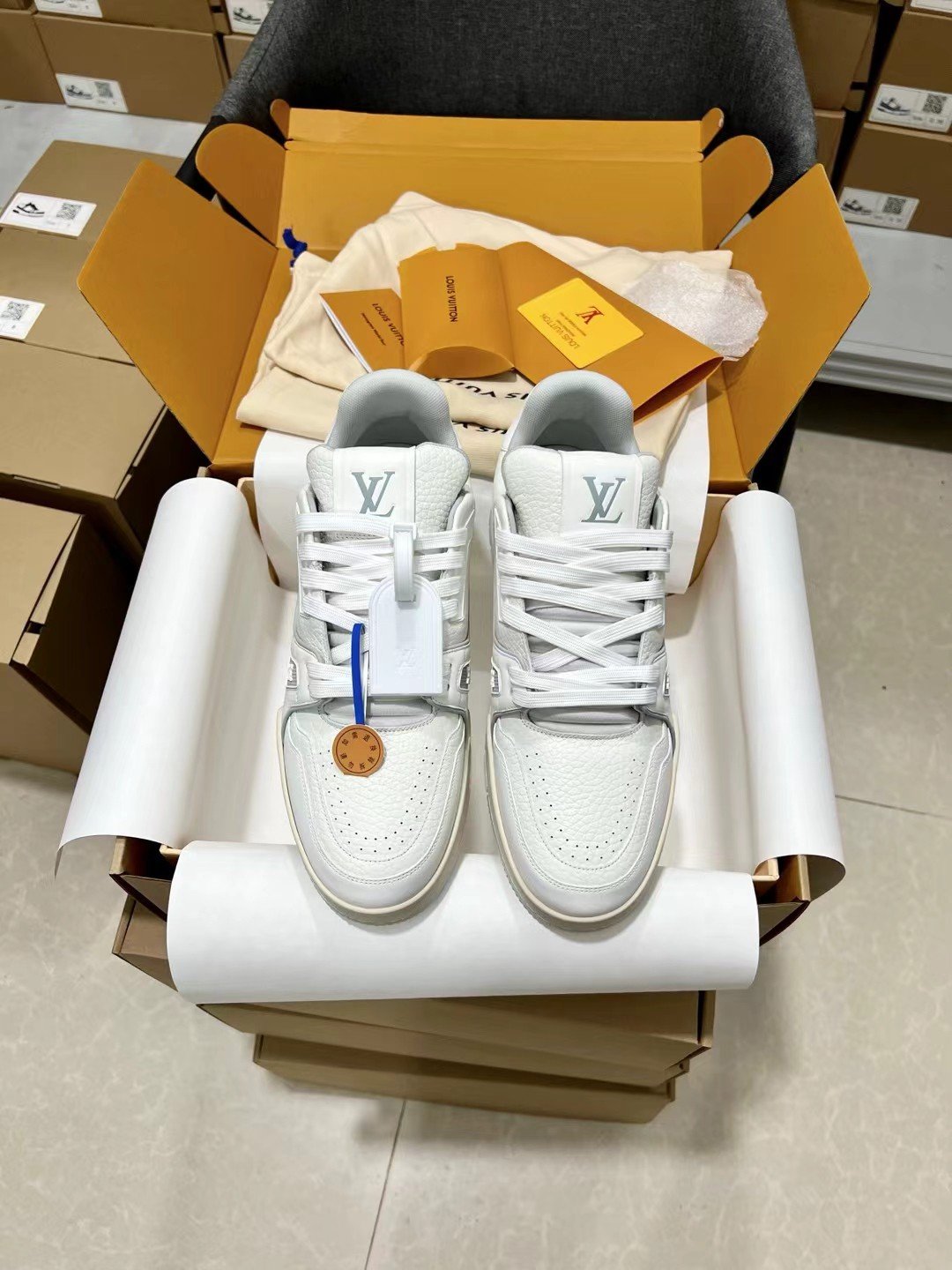 Louis Vuitton Chunky Trainer Sneakers – All White - Image 9