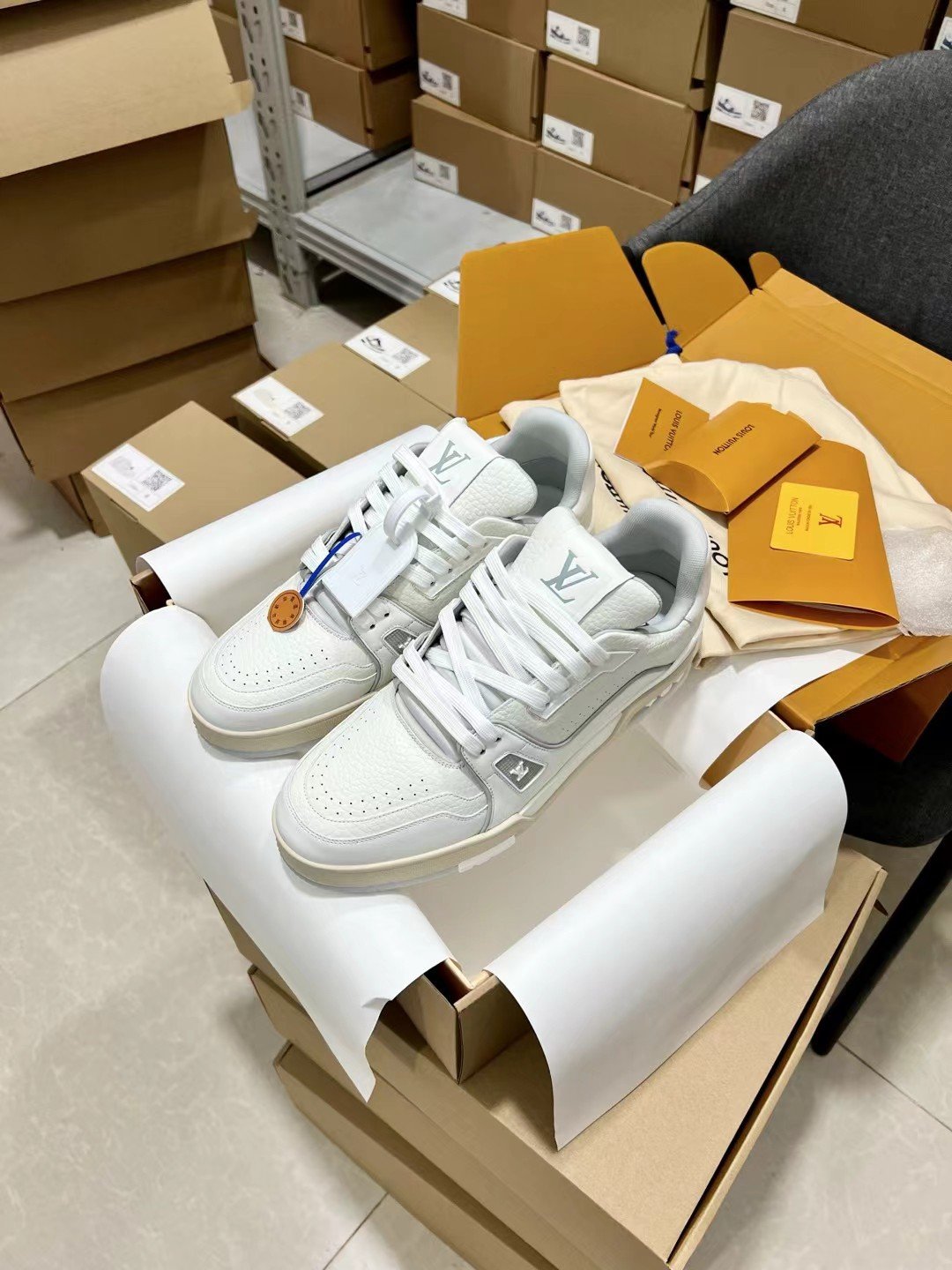 Louis Vuitton Chunky Trainer Sneakers – All White - Image 8