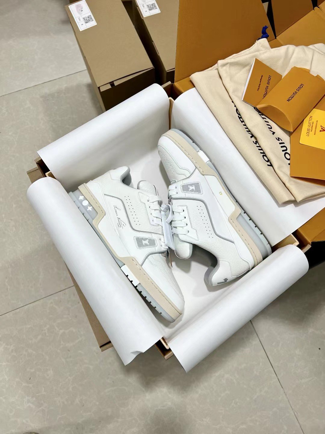 Louis Vuitton Chunky Trainer Sneakers – All White - Image 5