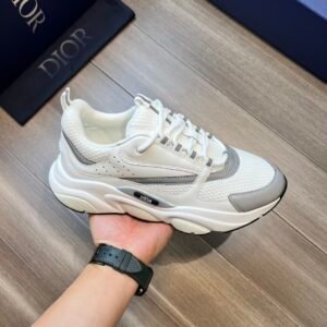 Luxury Chunky Running Sneakers – White & Grey