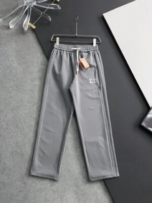 Miu Miu 2025 Straight-Leg Casual Pants – Light Gray
