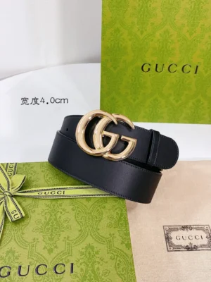 Gucci GG Marmont 40mm Belt – Black Leather (Gold Buckle)