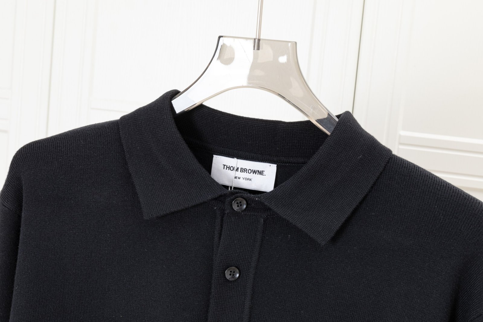 Thom Browne Four-Stripe Yarn-Knitted Polo Shirt – Black - Image 3