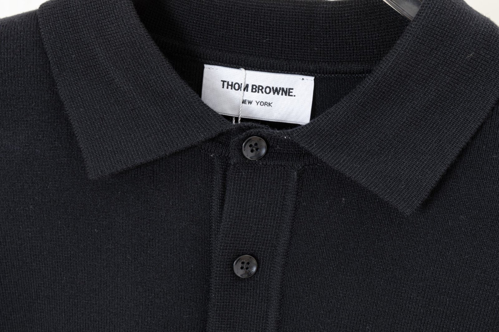 Thom Browne Four-Stripe Yarn-Knitted Polo Shirt – Black - Image 7