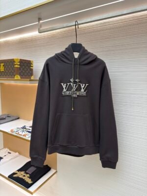 Louis Vuitton Rhinestone Beaded Hooded Sweatshirt – Black