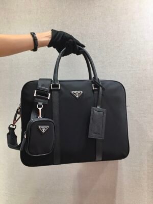 Prada Upgraded Nylon & Saffiano Leather Briefcase – Model 2VE871