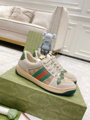 Gucci Distressed Classic Sneakers – Green/Orange Stripe