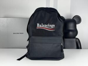 Balenciaga Logo Large Backpack – Black (Flag Stripe Edition)