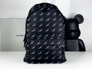 Balenciaga All-Over Logo Large Backpack – Black