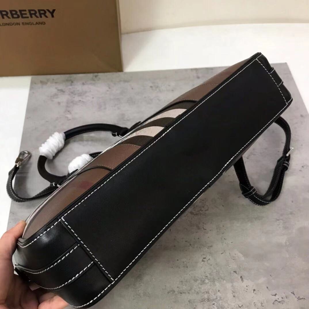 Burberry Checkered Leather Slim Briefcase - Image 4