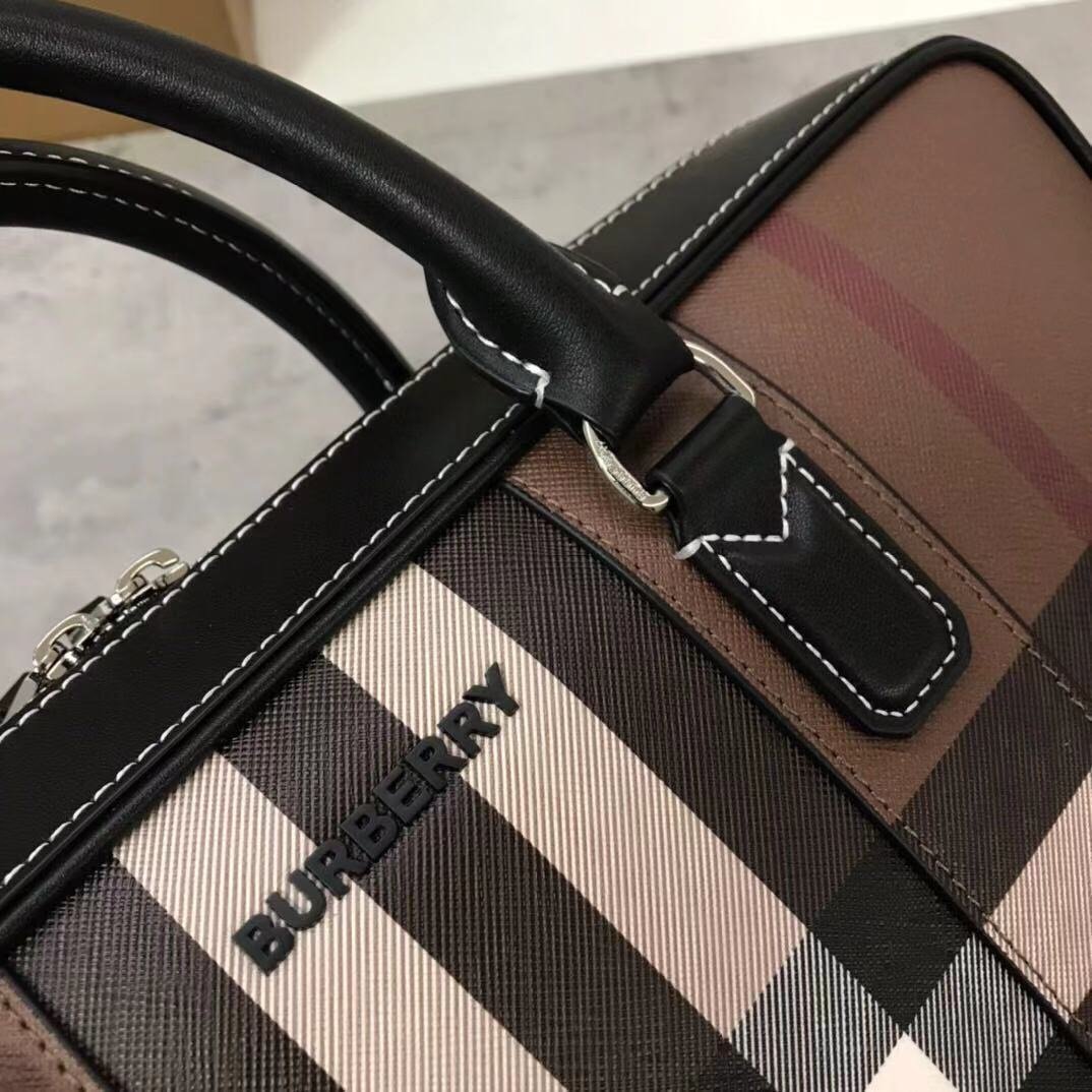 Burberry Checkered Leather Slim Briefcase - Image 3