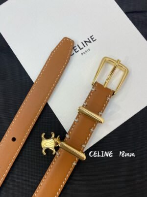 Celine Slim 18mm Belt – Tan Calfskin Leather