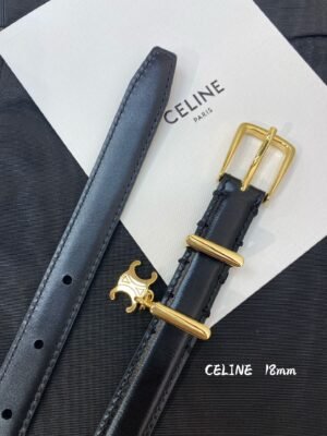 Celine Slim 18mm Belt – Black Calfskin Leather