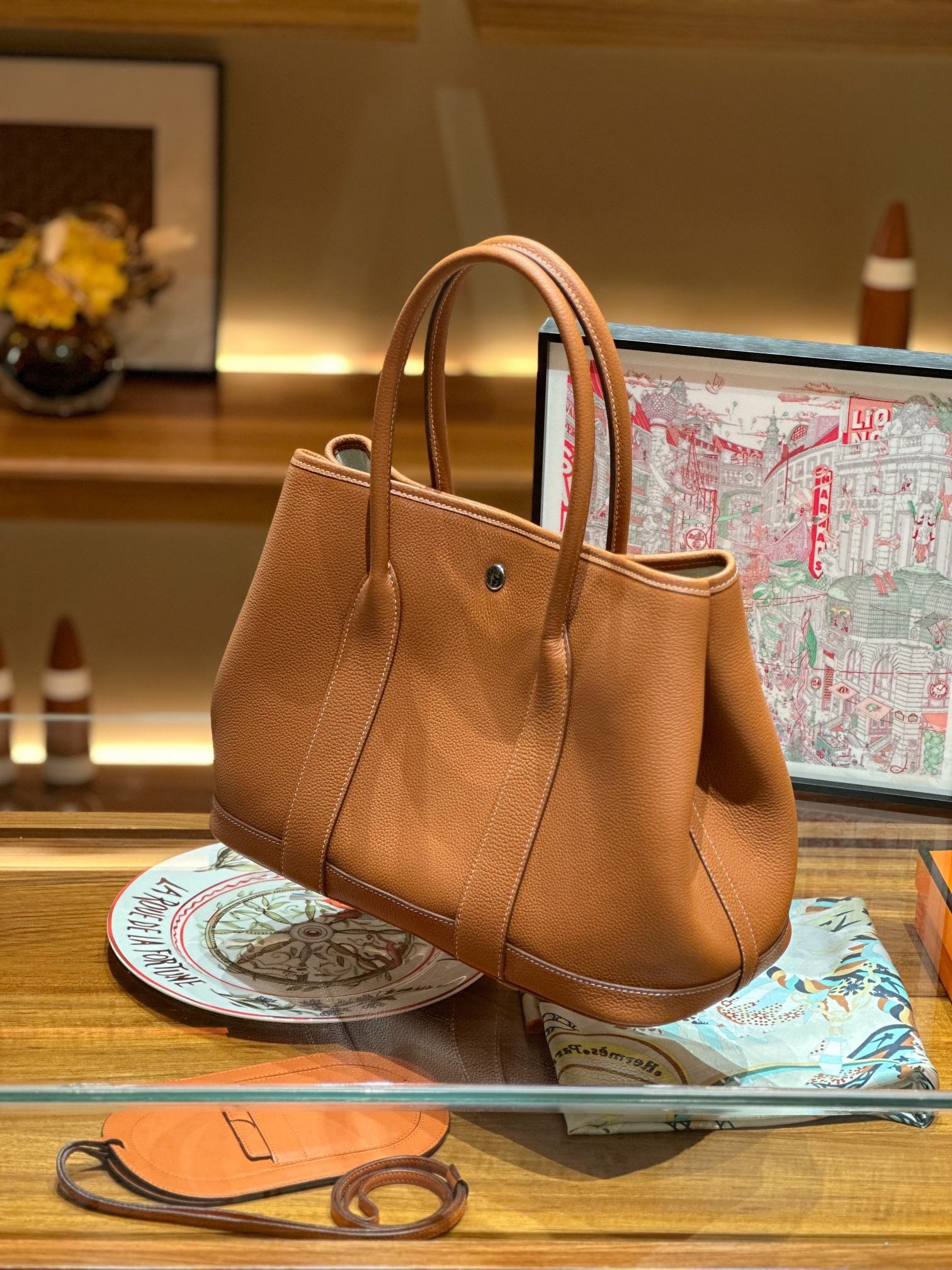 Hermès Garden Party 30 – Golden Brown (Togo Leather) - Image 9