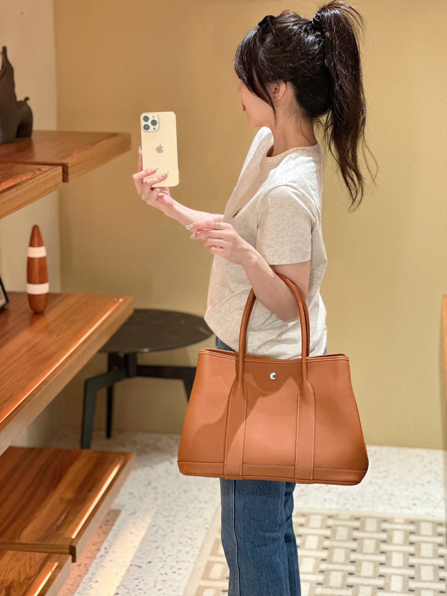 Hermès Garden Party 30 – Golden Brown (Togo Leather) - Image 2