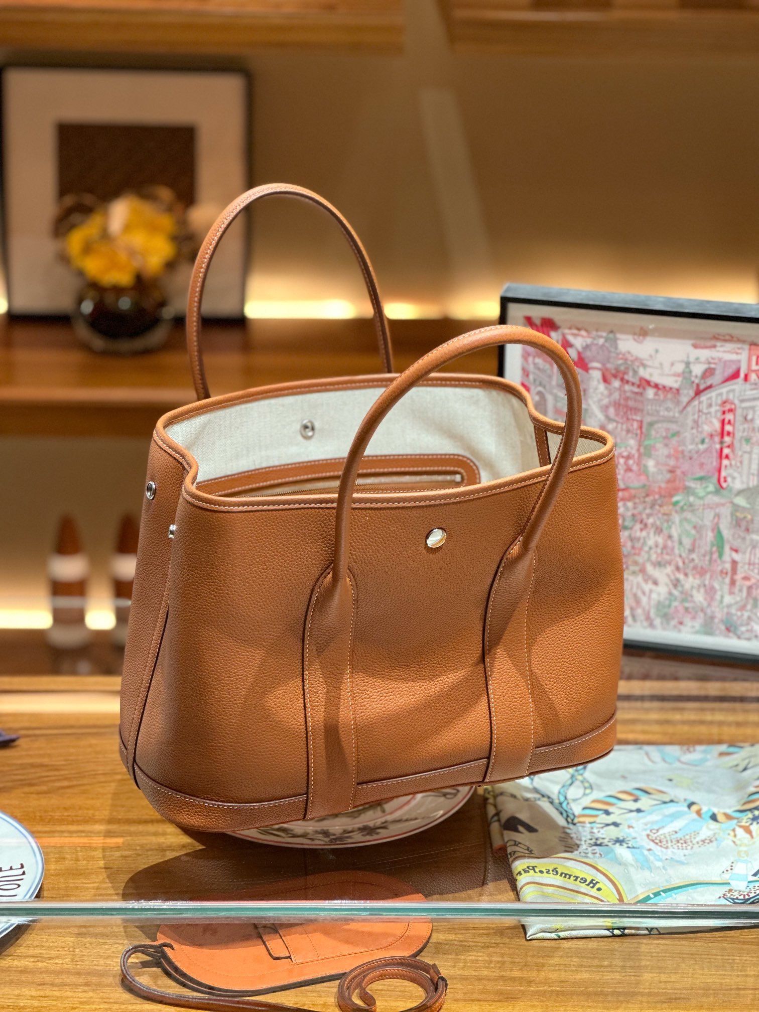 Hermès Garden Party 30 – Golden Brown (Togo Leather) - Image 5