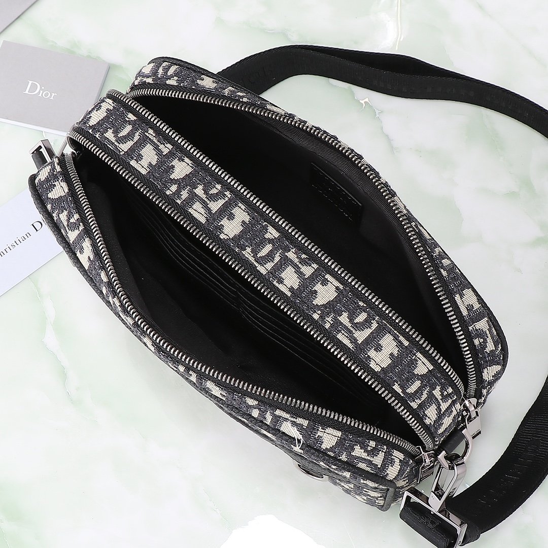 Dior Safari Messenger Bag – Beige & Black Oblique - Image 3