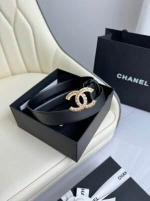Chanel CC Logo 30mm Belt – Black Calfskin Leather