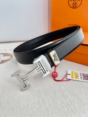 Hermès H Automatic Buckle Belt – Black Top-Grain Cowhide Leather