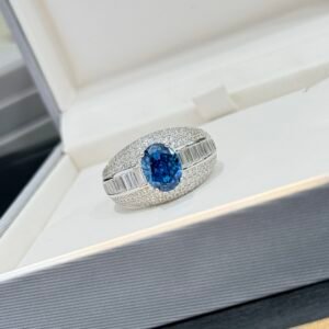 Royal Blue Sapphire & Diamond Band Ring