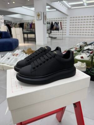 Alexander McQueen Black Low-Top Sneakers (Black Leather Heel)