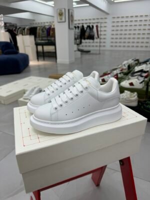 Alexander McQueen White Low-Top Sneakers (White Heel)