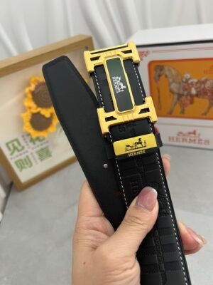 Hermès H Buckle Belt – Black Top-Grain Cowhide Leather