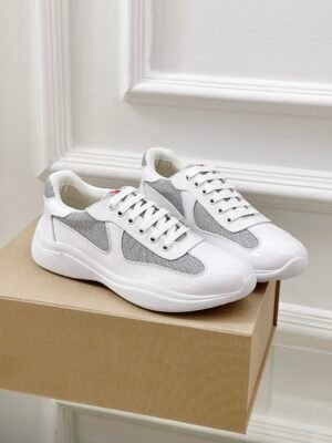 Prada Classic Casual Sneakers – White & Grey