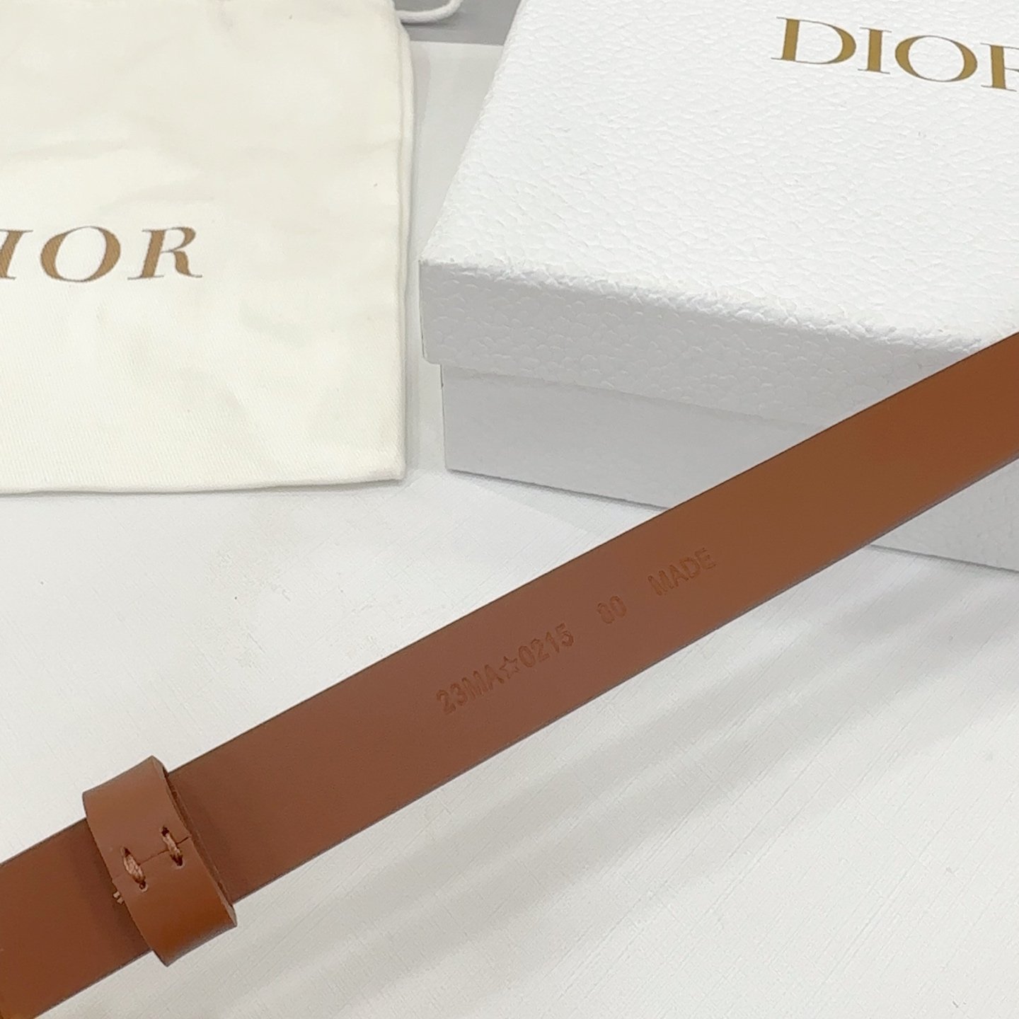 Dior Logo 20mm Belt – Brown Calfskin Leather - Image 2