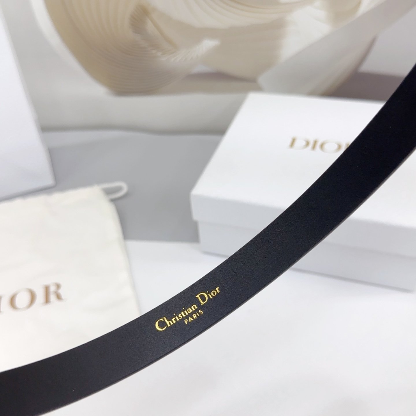 Dior Logo 20mm Belt – Black Calfskin Leather (Silver Logo) - Image 2