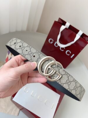 Gucci GG Leather Narrow Belt with Double G Buckle – GG Leather