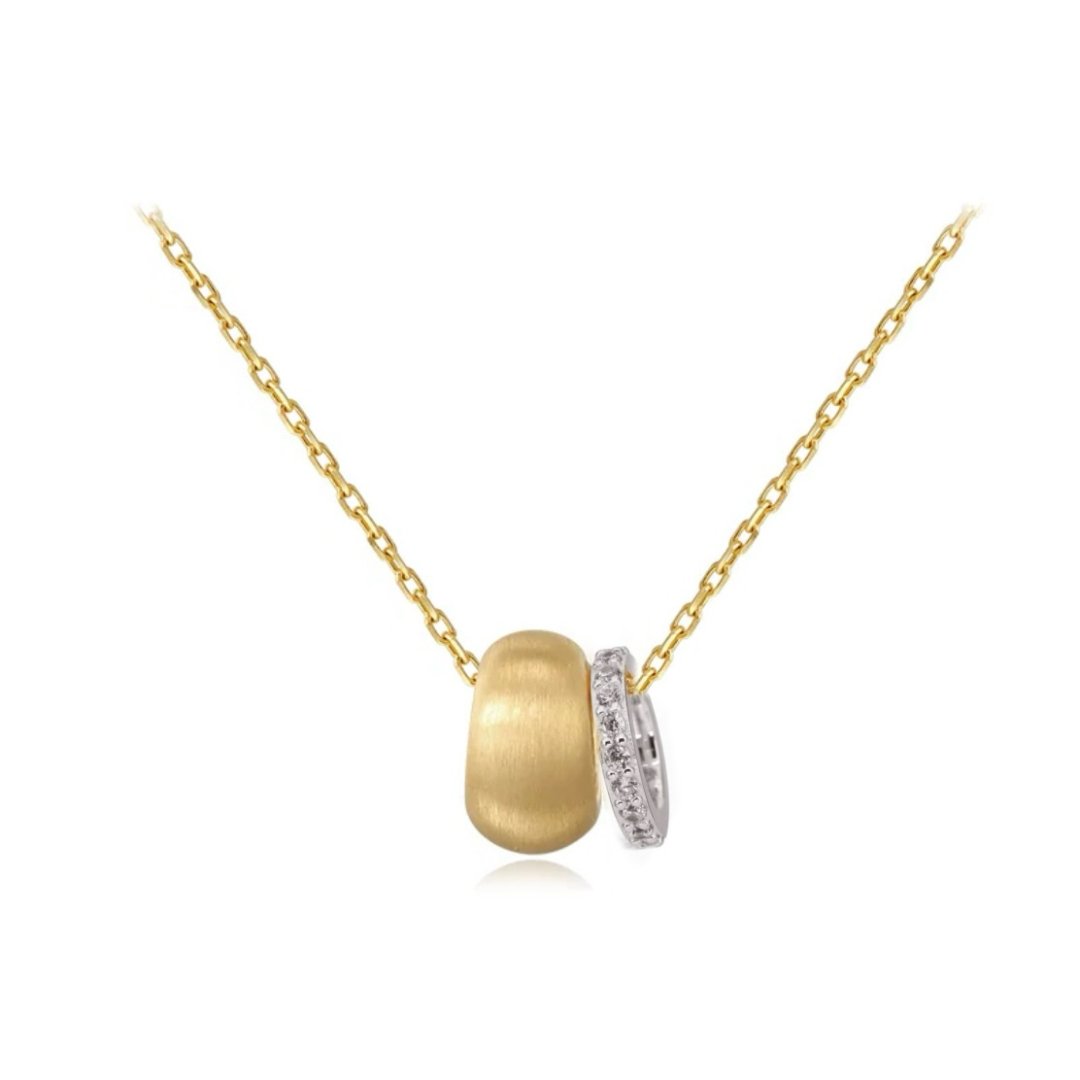 A6742 Double-Ring Gold Pendant Necklace - Image 9