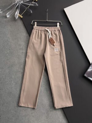 Miu Miu 2025 Straight-Leg Casual Pants – Taupe