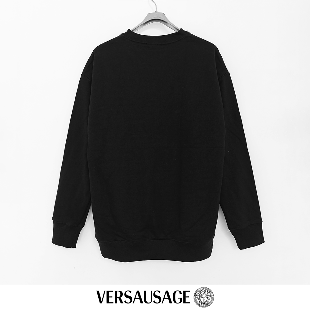 Versace 380g Printed Terry Round Neck Sweatshirt – Black (Neon Medusa Graphic) - Image 3