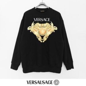 Versace 380g Printed Terry Round Neck Sweatshirt – Black